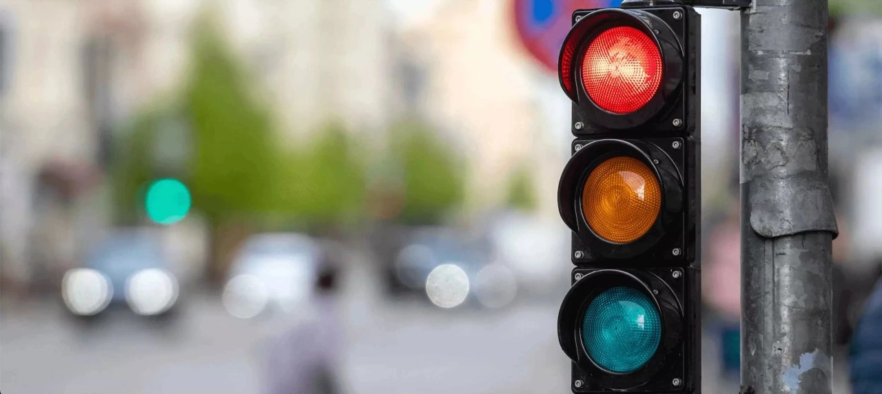 Traffic Signal with red light on 